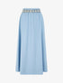 Jupe longue unie à bande brodée - Bleu ciel - 1