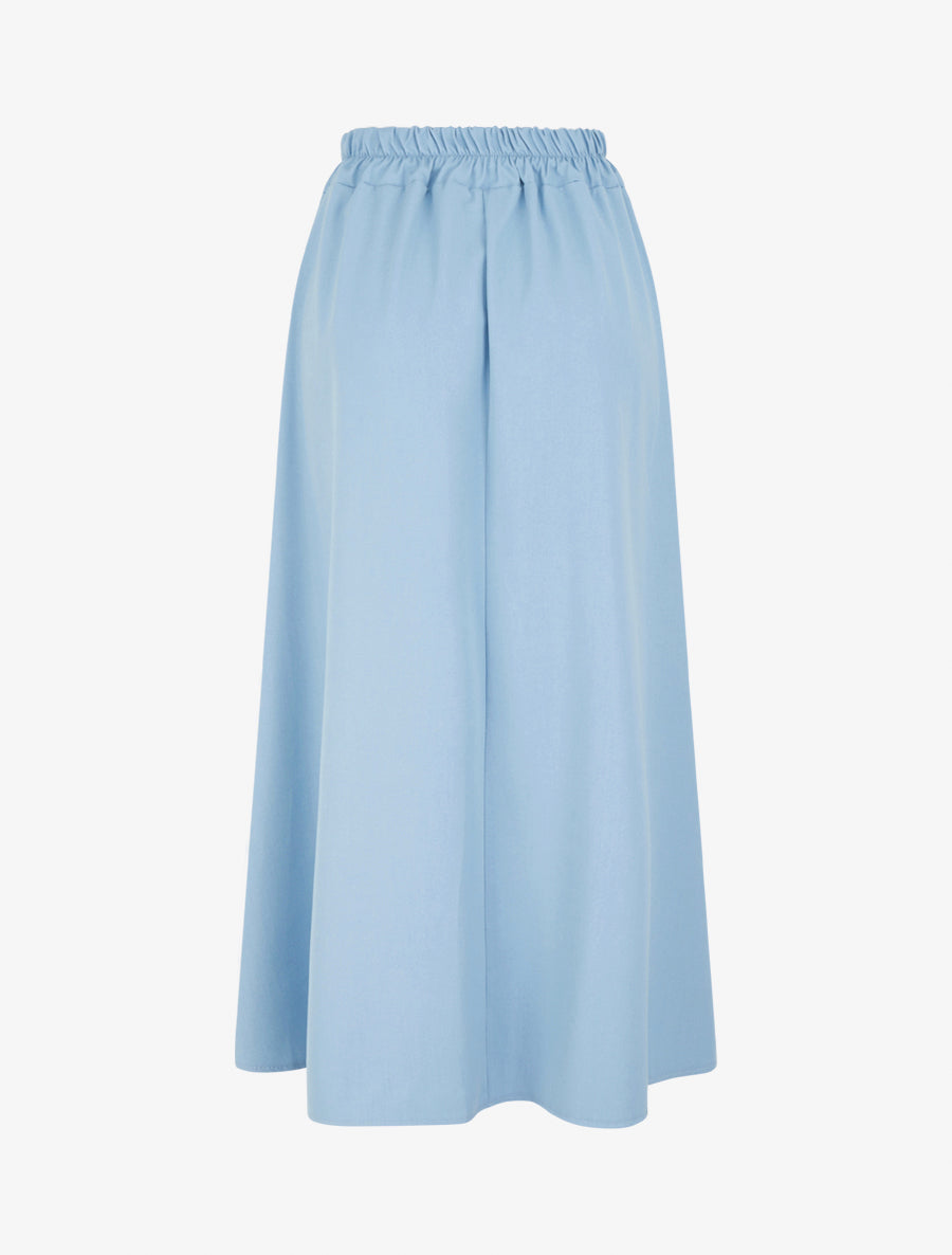 Jupe longue unie à bande brodée - Bleu ciel - 2
