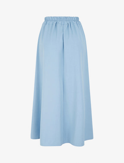 Jupe longue unie à bande brodée - Bleu ciel - 2