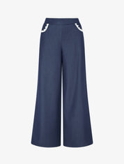 Pantalon ample à dentelle - Bleu brut - 1