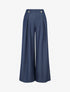 Pantalon fluide uni à pont - Bleu brut - 1