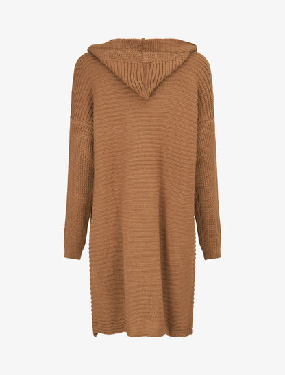 Gilet en maille à capuche - Camel - 2