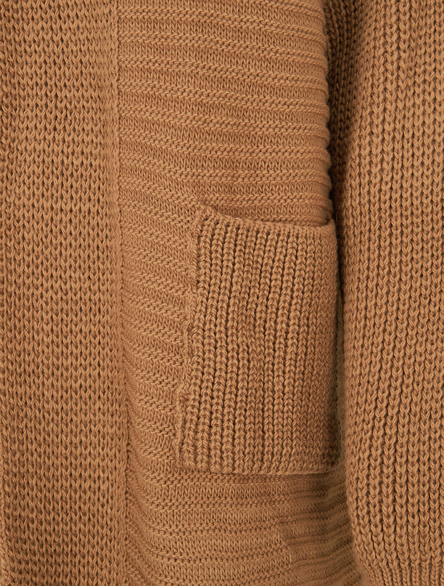 Gilet en maille à capuche - Camel - 3