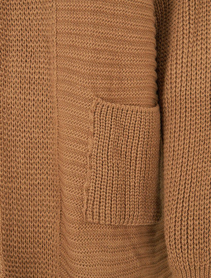 Gilet en maille à capuche - Camel - 3