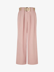 Pantalon uni à passant stylisé - Rose - 1