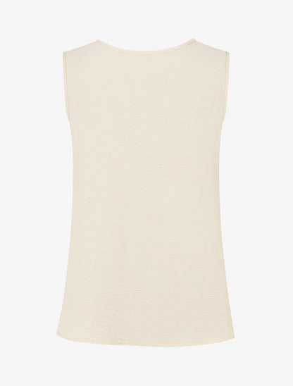 Top droit uni à col rond bijou - Beige foncé - 2