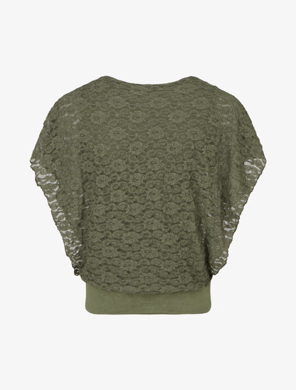 Top boule en dentelle - Kaki