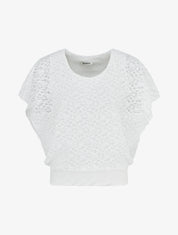 Top boule manches volantées - Blanc