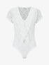 Body uni en dentelle à col volanté - Blanc - 1