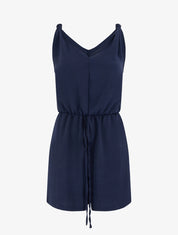 Combishort uni à taille élastiquée - Marine - 1