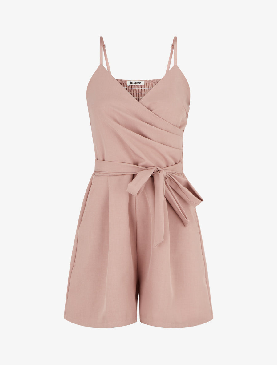Combishort fluide à fines bretelles - Vieux rose - 1