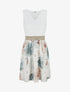 Robe mi-longue à dentelle et imprimé aquarelle - Kaki - 1