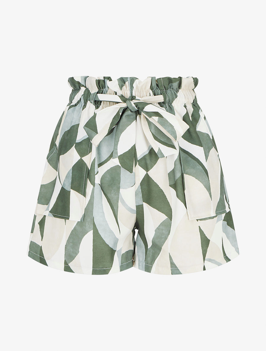 Short évasé imprimé graphique - Kaki - 1