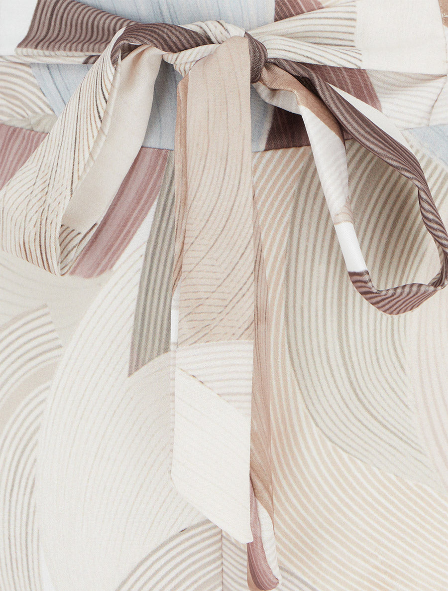 Pantalon fluide imprimé graphique - Beige - 3