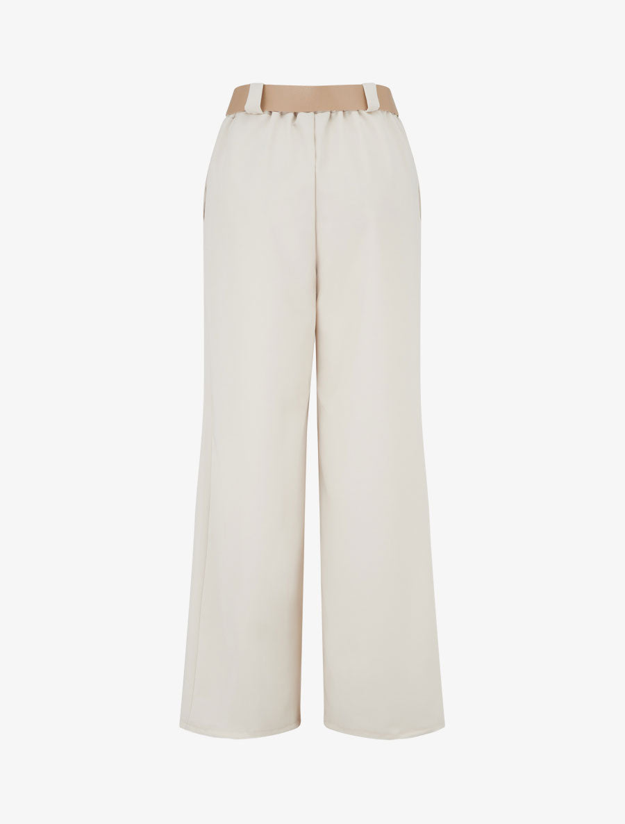 Pantalon droit taille haute - Beige