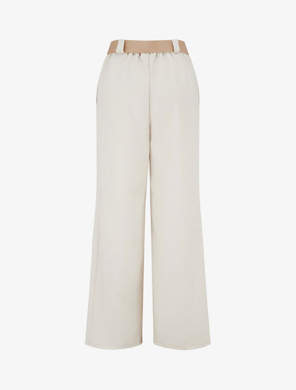 Pantalon droit taille haute - Beige