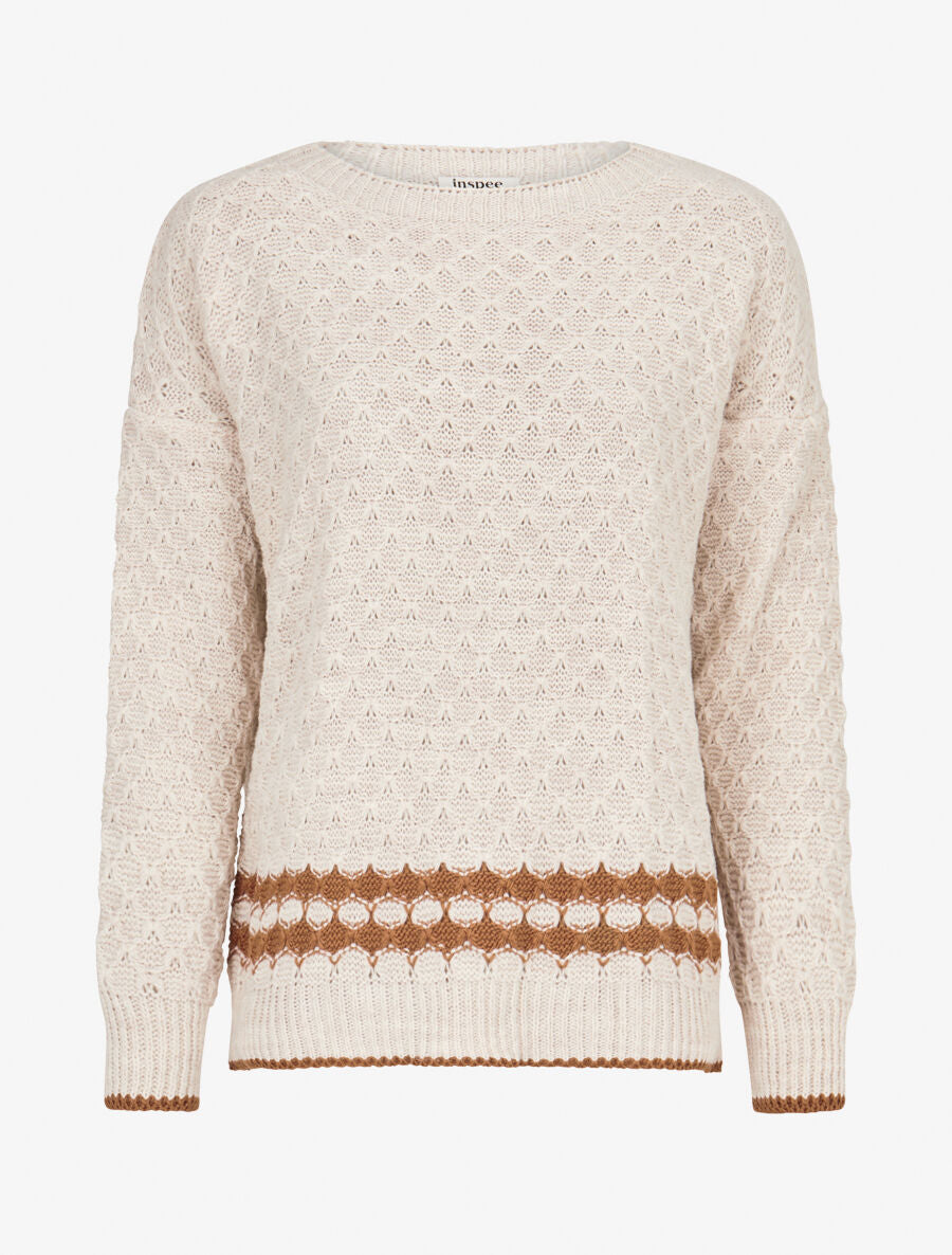 Pull à bord contrastant - Écru - 1