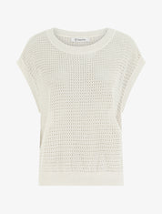 Top en maille fine ajouré et irisé - Beige - 1