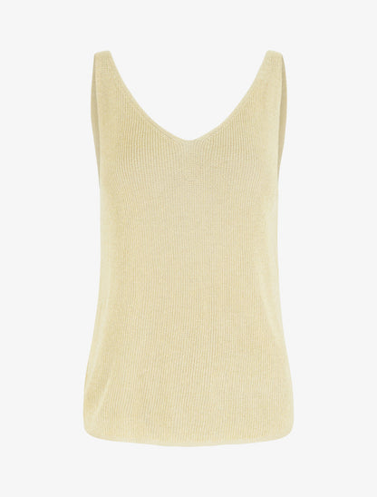 Débardeur en fine maille à détail irisé - Jaune - 1