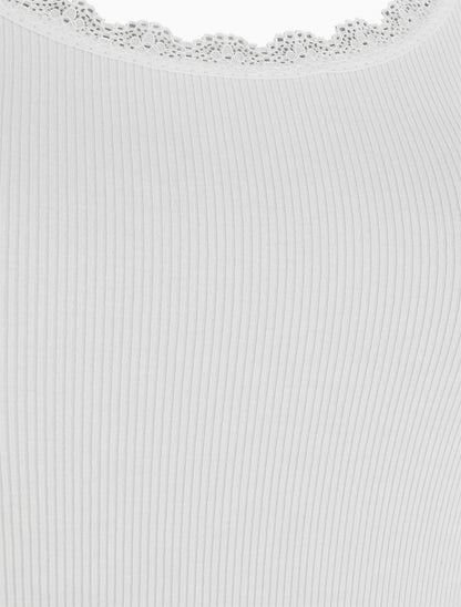 Débardeur côtelé uni - Blanc - 3