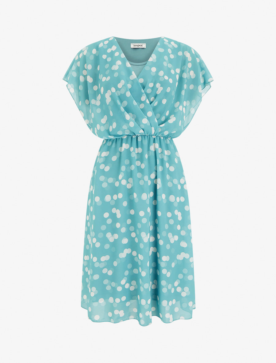 Robe imprimé pois à col cache-coeur - Vert d&
