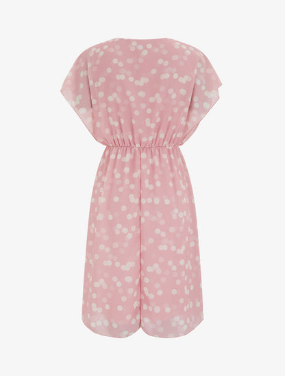 Robe imprimé pois à col cache-coeur - Vieux rose - 2