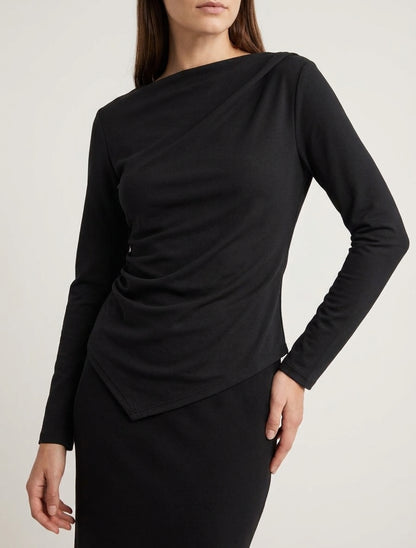 Top asymétrique encolure bateau - Noir