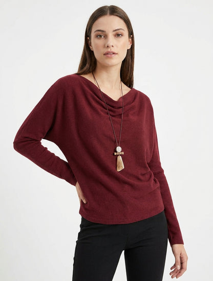 Pull fin col bénitier coupe droite - Bordeaux