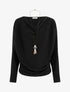 Pull fin à manches chauve-souris et col bénitier - Noir - 1