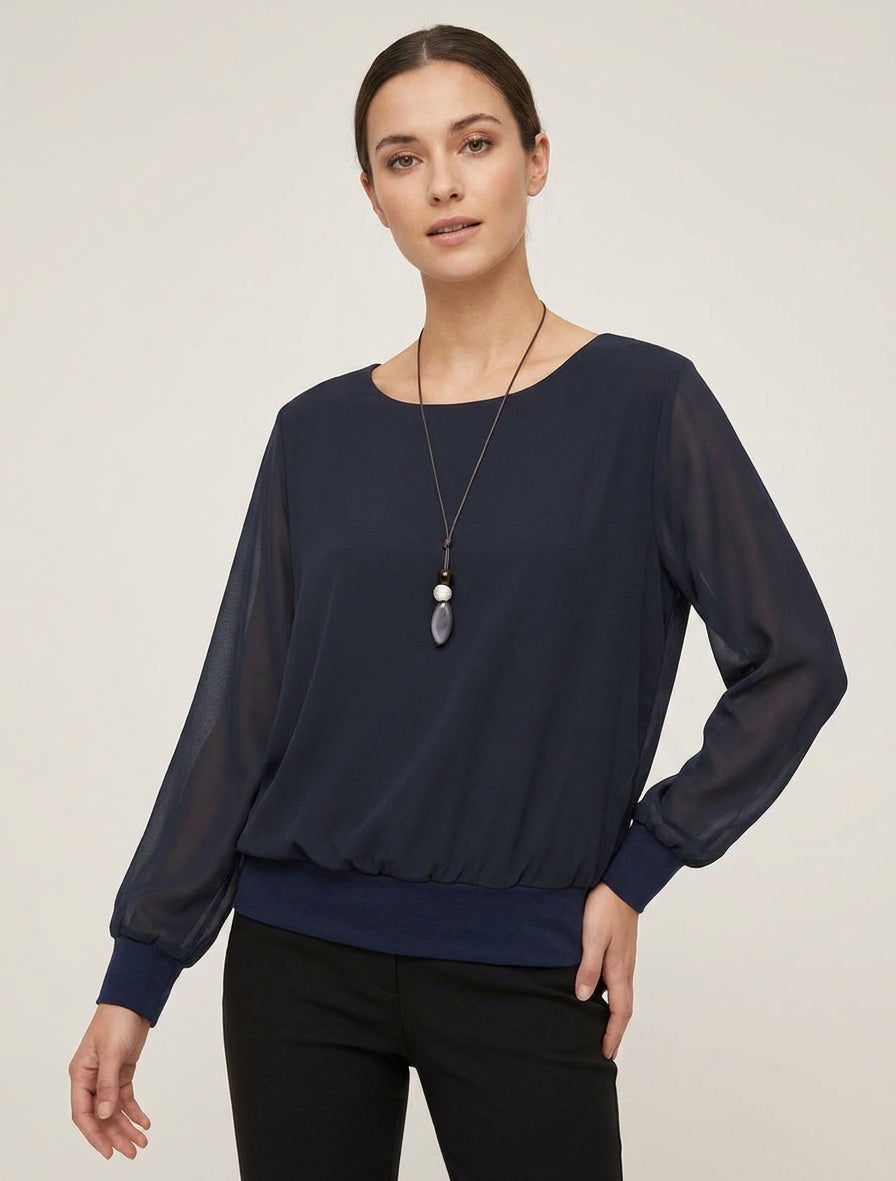Top boule fluide col rond - Marine