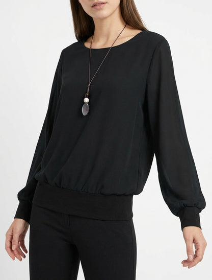 Top boule col rond chauve-souris - Noir