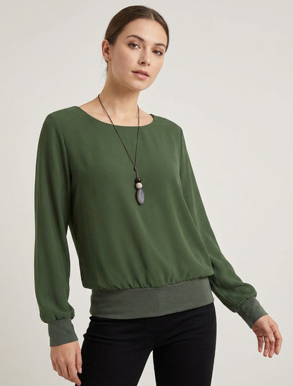 Top boule col rond fluide - Kaki