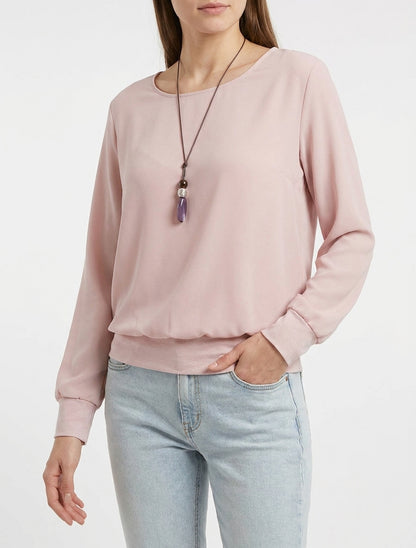 Top boule fluide col rond - Rose