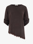 Pull à bords asymétriques et dentelle - Marron - 1