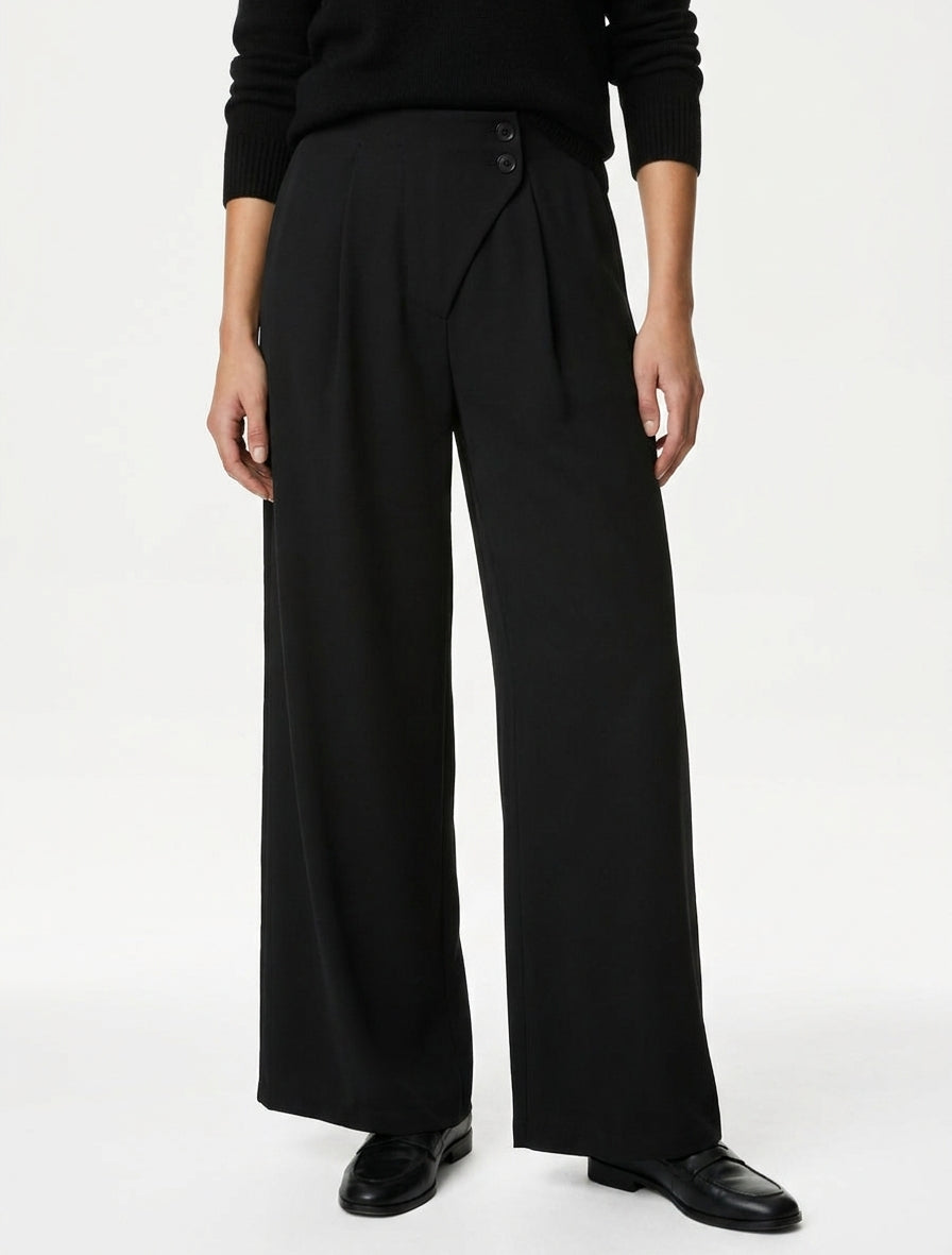 Pantalon ample taille haute - Noir
