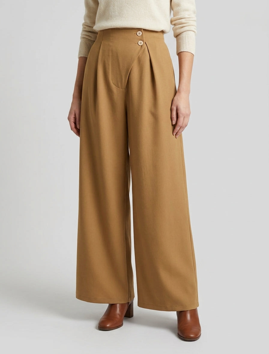 Pantalon ample à poches plaquées - Camel