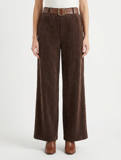 Pantalon velours coupe ample - Marron
