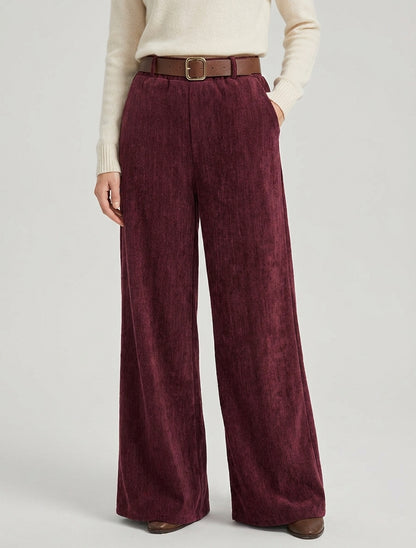Pantalon velours coupe ample - Lie de vin