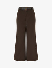 Pantalon ample en feutrine à taille haute - Marron - 1