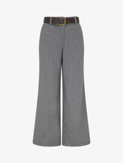 Pantalon ample en feutrine à taille haute - Gris - 1