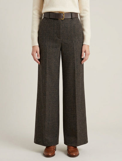 Pantalon taille haute coupe ample avec ceinture - Noir