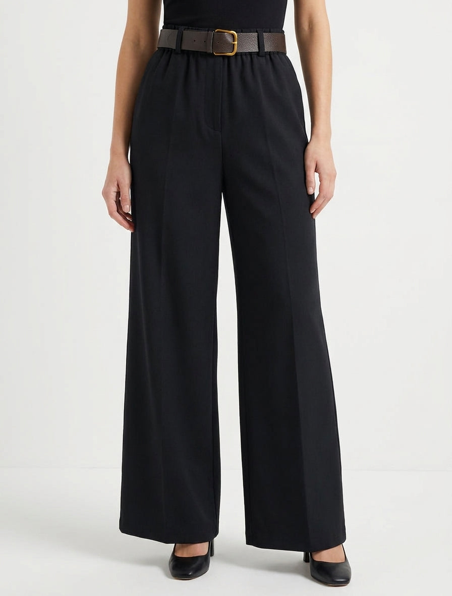 Pantalon ample à ceinture incluse - Noir