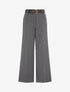 Pantalon ample uni à taille haute élastiquée - Gris foncé - 1