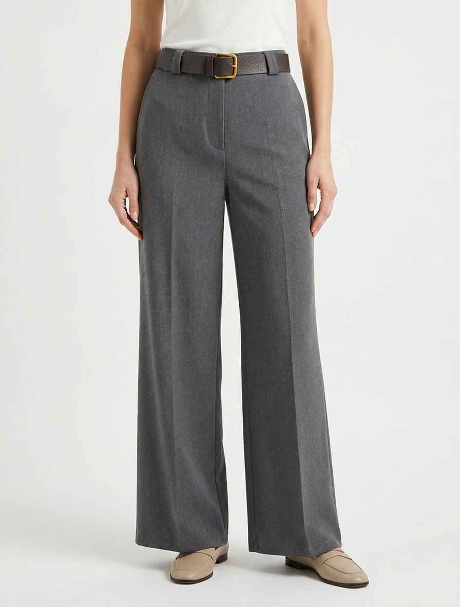 Pantalon ample à ceinture incluse - Gris foncé