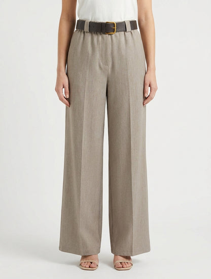 Pantalon ample à ceinture incluse - Taupe