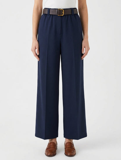 Pantalon ample à ceinture incluse - Marine