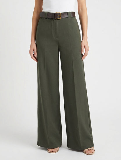 Pantalon ample à ceinture incluse - Kaki