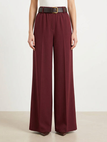 Pantalon ample à ceinture incluse - Bordeaux