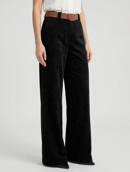 Pantalon velours taille haute - Noir
