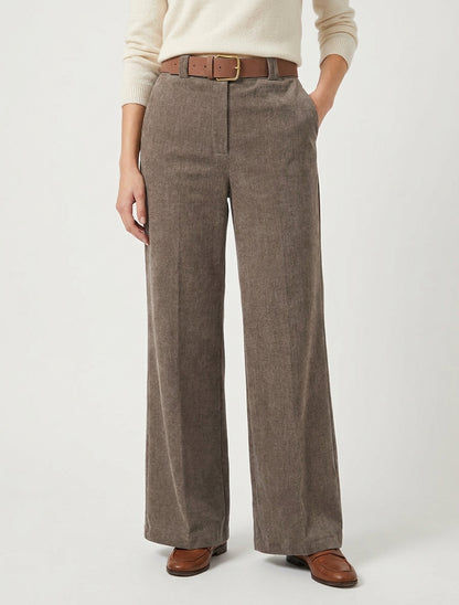 Pantalon velours taille haute - Taupe